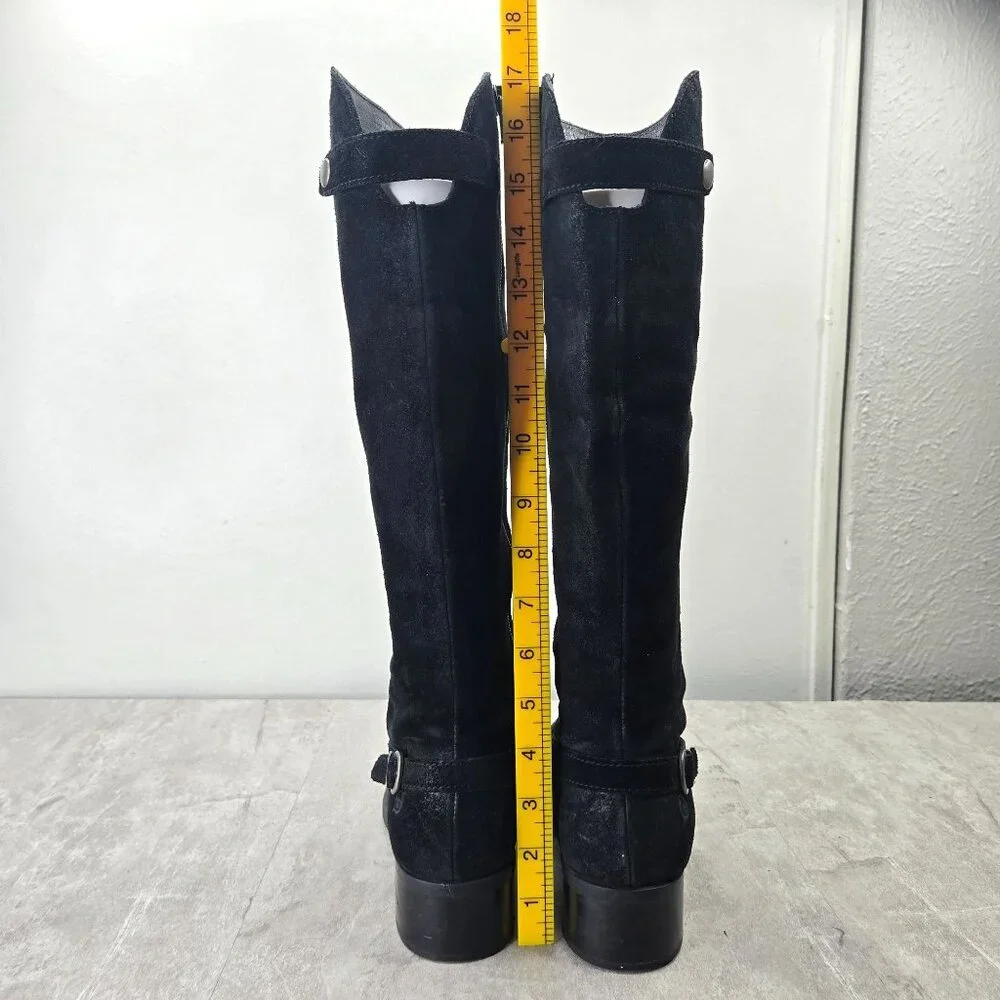 Born Knee High Boots‎ Size 8.5 Black Suede Equestrian Western Riding Tall Buckle